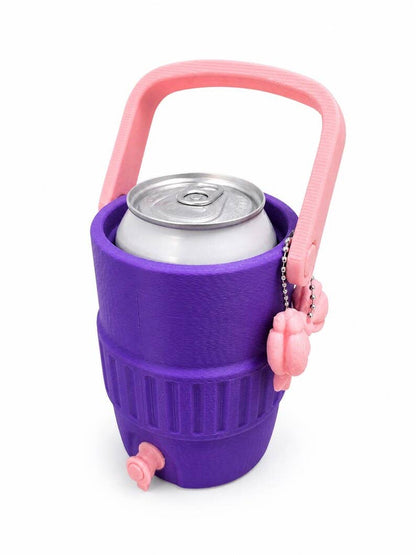 Purple and Pink 3D Printed Mini Drink Dispenser Can Holder | Soda Can Cooler with Spout & Handle | Gift for Coworkers, Teachers, Kids