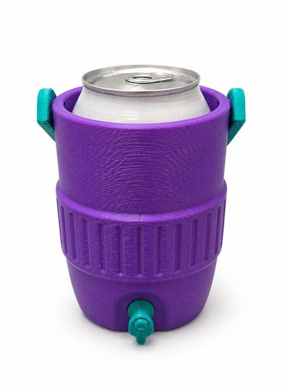 Purple and Teal 12oz Mini Cooler Coozie with Spout | 3D Printed Can Cooler | Portable Drink Dispenser | Unique Gift | Tailgate, Camping