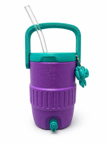 Purple and Teal 12oz Mini Cooler Coozie with Spout | 3D Printed Can Cooler | Portable Drink Dispenser | Unique Gift | Tailgate, Camping