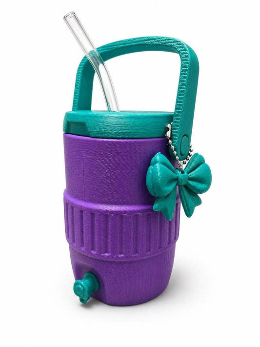 Purple and Teal 12oz Mini Cooler Coozie with Spout | 3D Printed Can Cooler | Portable Drink Dispenser | Unique Gift | Tailgate, Camping